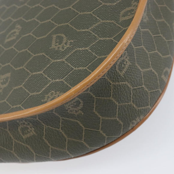 Christian Dior Honeycomb Canvas Shoulder Bag PVC Beige Gold Auth 199826A