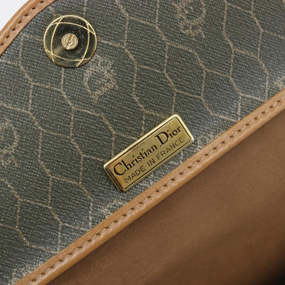 Christian Dior Honeycomb Canvas Shoulder Bag PVC Beige Gold Auth 199826A