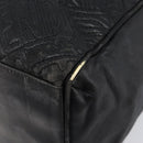 FENDI Macaroni Hand Bag Leather Black Gold Auth 199827-9