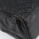 FENDI Macaroni Hand Bag Leather Black Gold Auth 199827-14