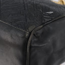 FENDI Macaroni Hand Bag Leather Black Gold Auth 199827-15