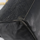 FENDI Macaroni Hand Bag Leather Black Gold Auth 199827-16