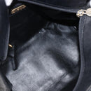 FENDI Macaroni Hand Bag Leather Black Gold Auth 199827-11