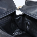 FENDI Macaroni Hand Bag Leather Black Gold Auth 199827-18