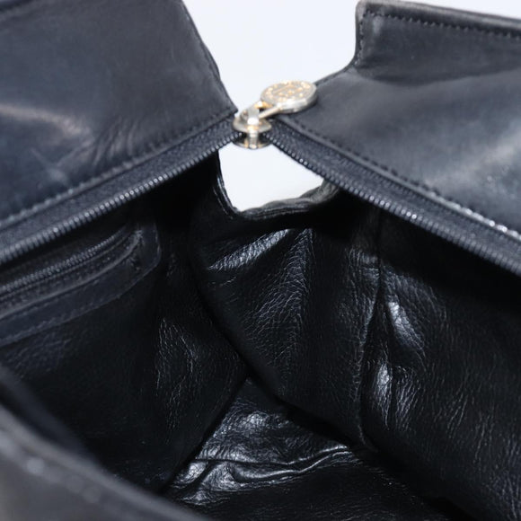 FENDI Macaroni Hand Bag Leather Black Gold Auth 199827