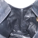 FENDI Macaroni Hand Bag Leather Black Gold Auth 199827-19