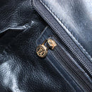 FENDI Macaroni Hand Bag Leather Black Gold Auth 199827-20