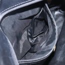 FENDI Macaroni Hand Bag Leather Black Gold Auth 199827-21