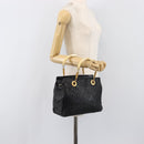 FENDI Macaroni Hand Bag Leather Black Gold Auth 199827-22
