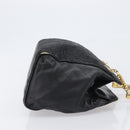 FENDI Macaroni Hand Bag Leather Black Gold Auth 199827-3