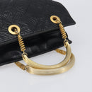 FENDI Macaroni Hand Bag Leather Black Gold Auth 199827-7