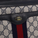 GUCCI GG Supreme Sherry Line Shoulder Bag PVC Navy Gold Auth 199828-17