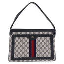 GUCCI GG Supreme Sherry Line Shoulder Bag PVC Navy Gold Auth 199828-13