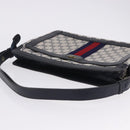 GUCCI GG Supreme Sherry Line Shoulder Bag PVC Navy Gold Auth 199828-6