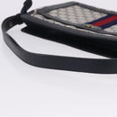GUCCI GG Supreme Sherry Line Shoulder Bag PVC Navy Gold Auth 199828-7