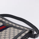GUCCI GG Supreme Sherry Line Shoulder Bag PVC Navy Gold Auth 199828-8