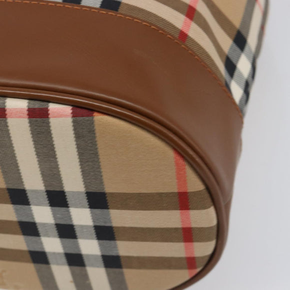 Burberrys Nova Check Shoulder Bag Canvas Beige Gold Auth 199830A