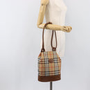 Burberrys Nova Check Shoulder Bag Canvas Beige Gold Auth 199830A-23