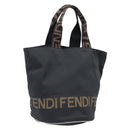 FENDI Hand Bag Canvas Black Brown Auth 199832-1