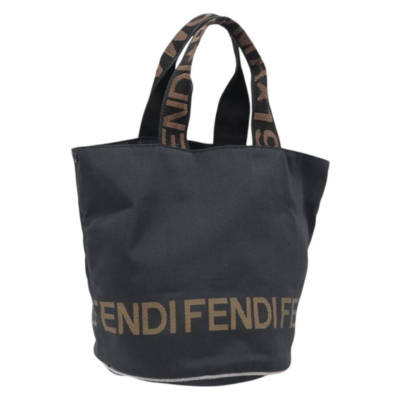 FENDI Hand Bag Canvas Black Brown Auth 199832