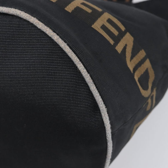 FENDI Hand Bag Canvas Black Brown Auth 199832