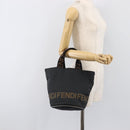 FENDI Hand Bag Canvas Black Brown Auth 199832-19