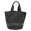 FENDI Hand Bag Canvas Black Brown Auth 199832-13
