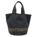 FENDI Hand Bag Canvas Black Brown Auth 199832-2