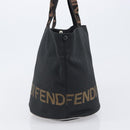FENDI Hand Bag Canvas Black Brown Auth 199832-3
