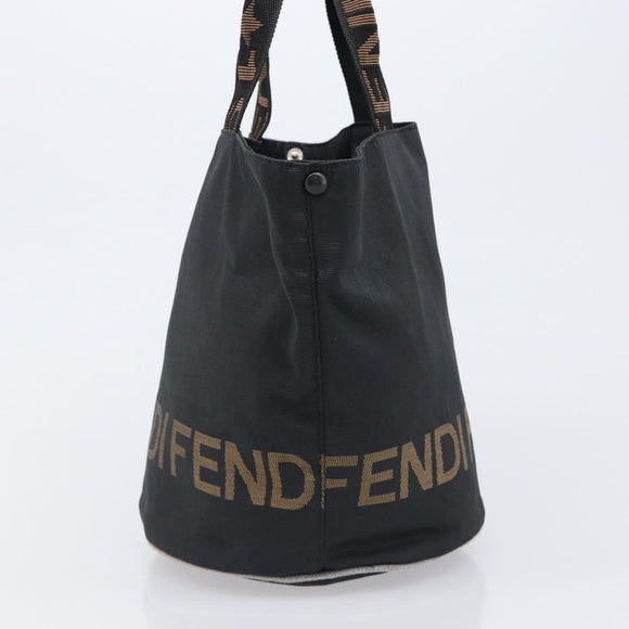 FENDI Hand Bag Canvas Black Brown Auth 199832