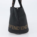 FENDI Hand Bag Canvas Black Brown Auth 199832-4