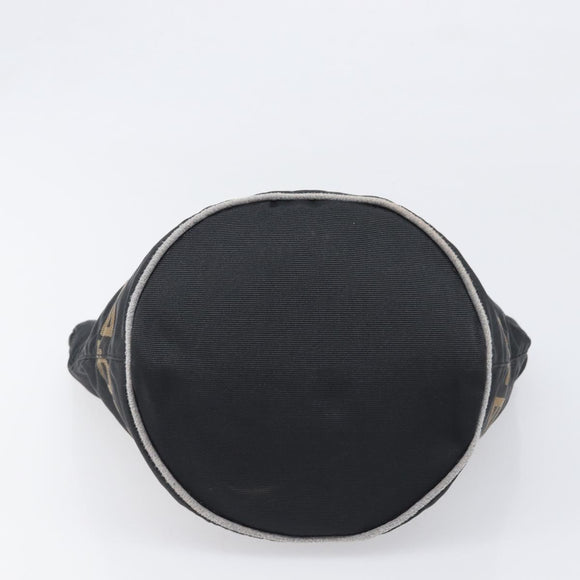 FENDI Hand Bag Canvas Black Brown Auth 199832