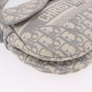 Christian Dior Trotter Canvas Saddle Oblique Bag Gray Gold Auth 199836SM-10