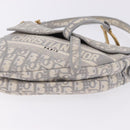 Christian Dior Trotter Canvas Saddle Oblique Bag Gray Gold Auth 199836SM-11
