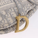 Christian Dior Trotter Canvas Saddle Oblique Bag Gray Gold Auth 199836SM-14