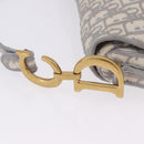 Christian Dior Trotter Canvas Saddle Oblique Bag Gray Gold Auth 199836SM-15