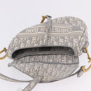 Christian Dior Trotter Canvas Saddle Oblique Bag Gray Gold Auth 199836SM-16