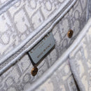 Christian Dior Trotter Canvas Saddle Oblique Bag Gray Gold Auth 199836SM-17