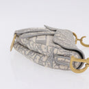 Christian Dior Trotter Canvas Saddle Oblique Bag Gray Gold Auth 199836SM-4