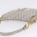 Christian Dior Trotter Canvas Saddle Oblique Bag Gray Gold Auth 199836SM-6