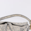 Christian Dior Trotter Canvas Saddle Oblique Bag Gray Gold Auth 199836SM-8