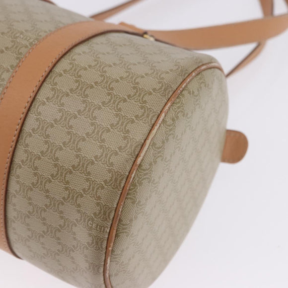 CELINE Macadam Canvas Shoulder Bag PVC Beige Gold Auth 199837V
