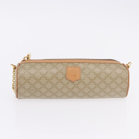CELINE Macadam Canvas Shoulder Bag PVC Beige Gold Auth 199837V