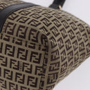FENDI Zucchino Canvas Tote Bag Beige Gold Auth 199839V-14