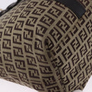 FENDI Zucchino Canvas Tote Bag Beige Gold Auth 199839V-15