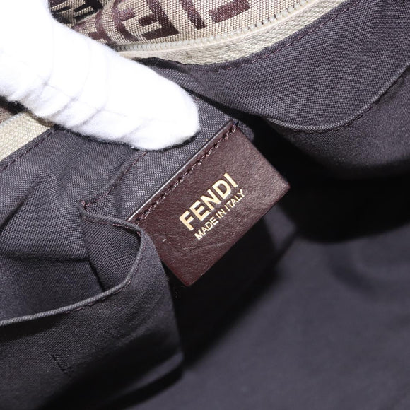 FENDI Zucchino Canvas Tote Bag Beige Gold Auth 199839V