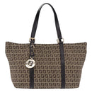 FENDI Zucchino Canvas Tote Bag Beige Gold Auth 199839V-13