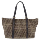 FENDI Zucchino Canvas Tote Bag Beige Gold Auth 199839V-2