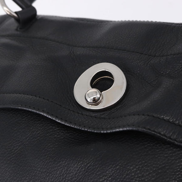 SAINT LAURENT Muse Toe Hand Bag Leather Black Silver 197149 Auth 199840A