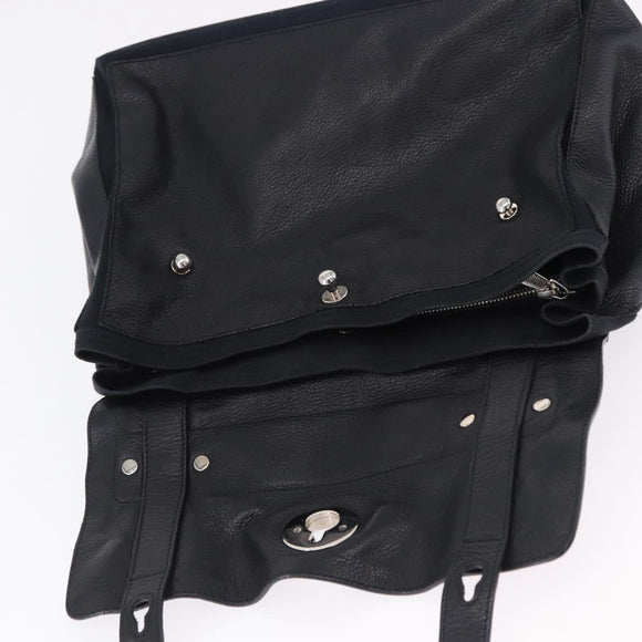 SAINT LAURENT Muse Toe Hand Bag Leather Black Silver 197149 Auth 199840A
